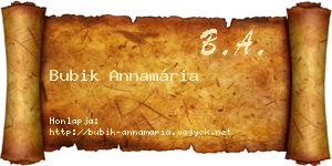 Bubik Annamária névjegykártya